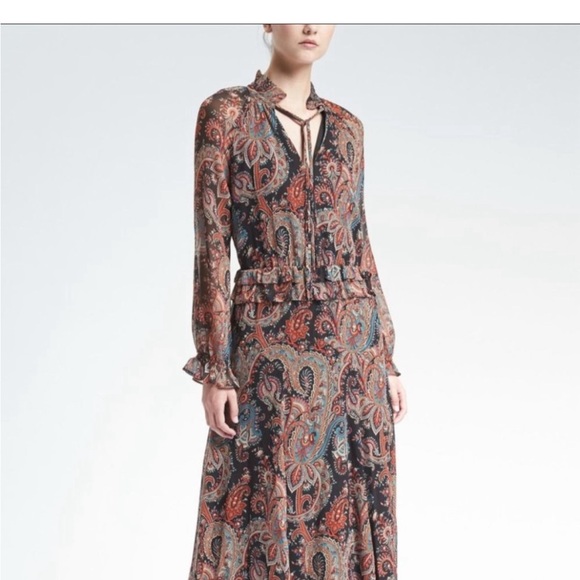Banana Republic Dresses & Skirts - Banana Republic x Olivia Palermo Paisley Tie-Neck Dress, Silk, Size XSP